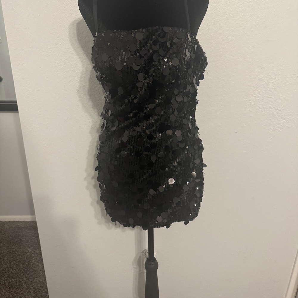 Forever 21 Black Paillette Sequin Mini Dress | NWT | 2010s Archive